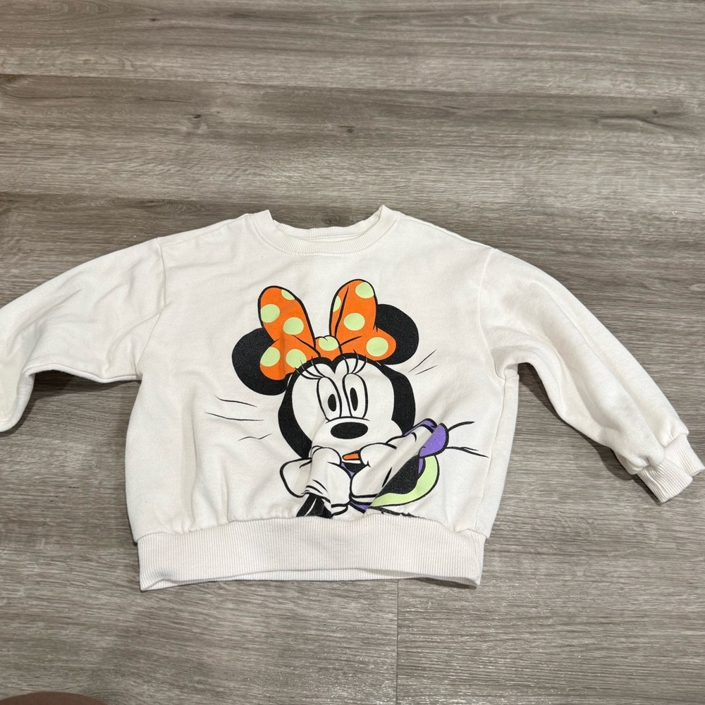 Disney White Minnie Mouse Sweatshirt with Orange Bow (Glow in the Dark)